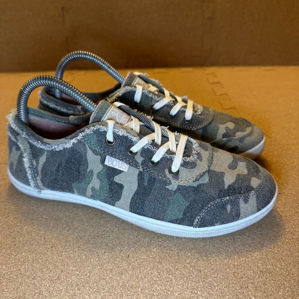 Skechers BOBS Beach Bingo Campfire Camo Sneakers Womens 8 Memory Foam 113495
